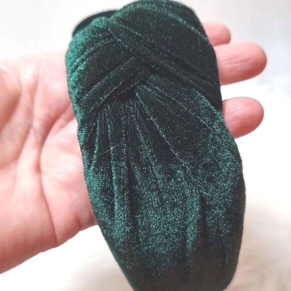 New Wide Green Velvet Top Knot Headband fall christmas Luxe Luxury - Picture 7 of 9